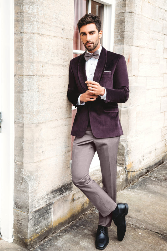 Veste à revers châle aubergine