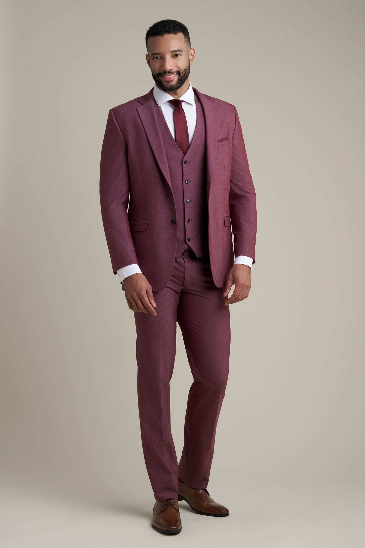 Burgundy Notch Lapel Suit