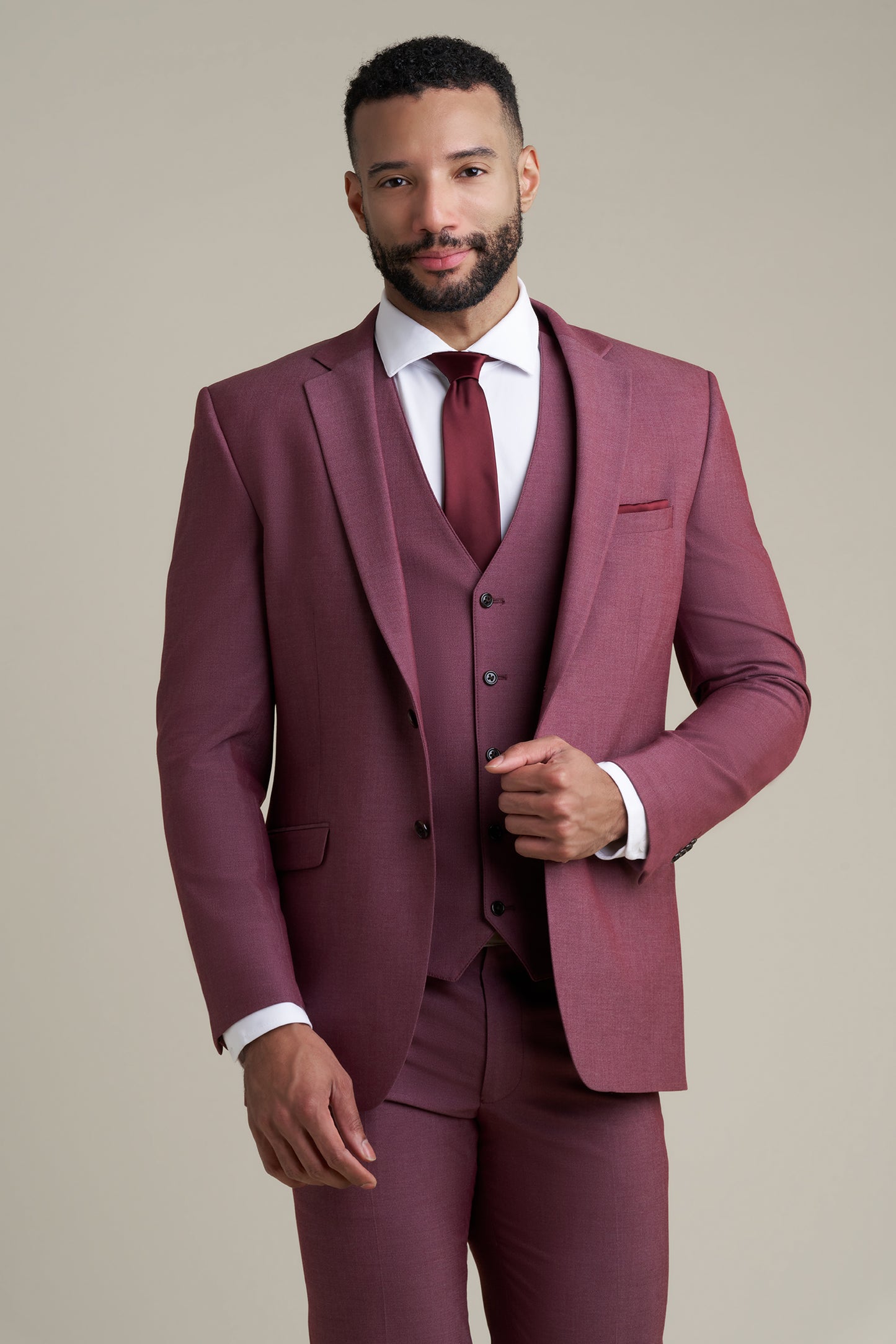 Burgundy Notch Lapel Suit