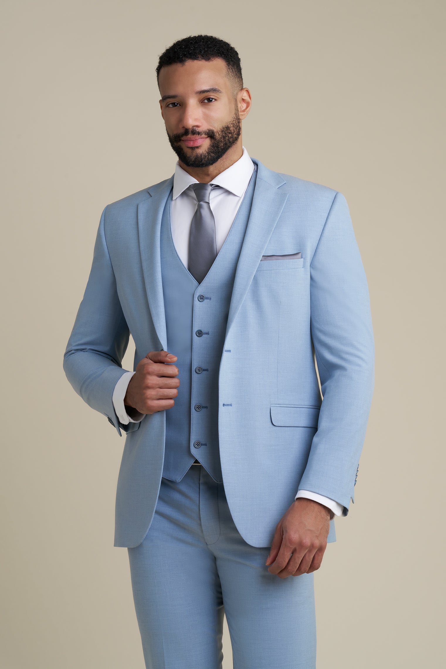 light blue suit dress Custom Made A Line Round Neck 2 Pieces Light Blue Long Prom Dress, Blu jbydress