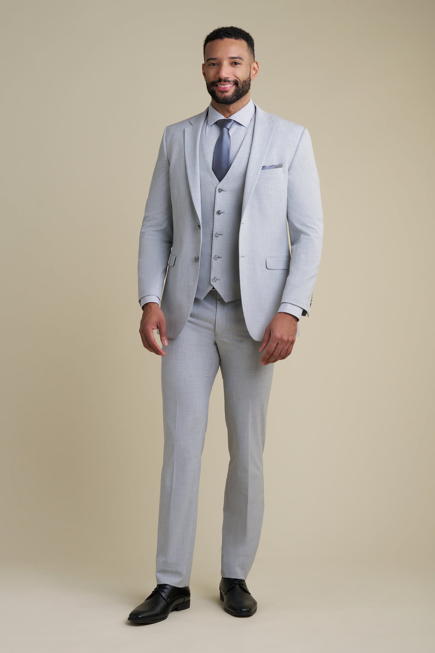 Light Gray Notch Lapel Suit