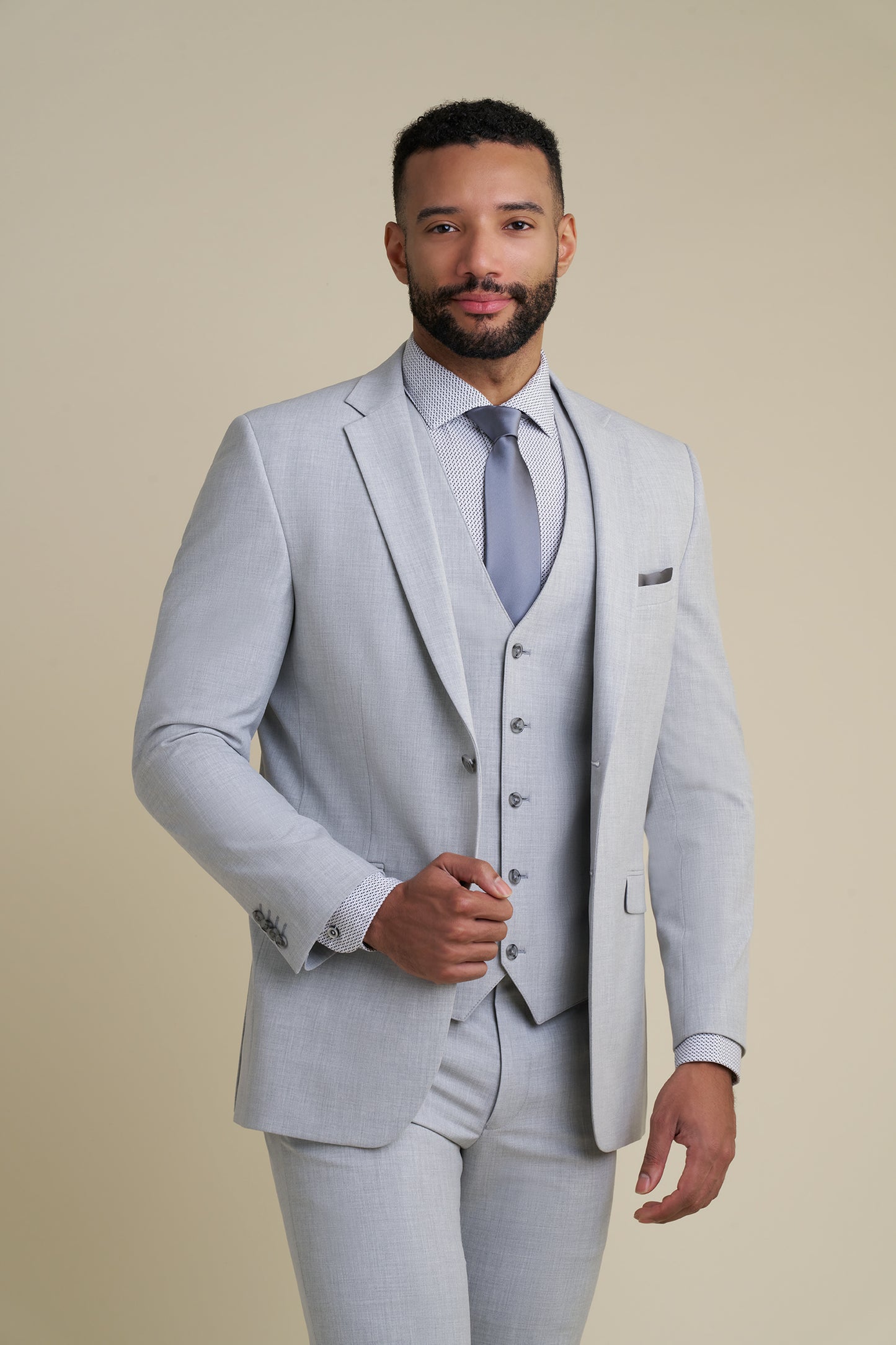 Light Gray Notch Lapel Suit
