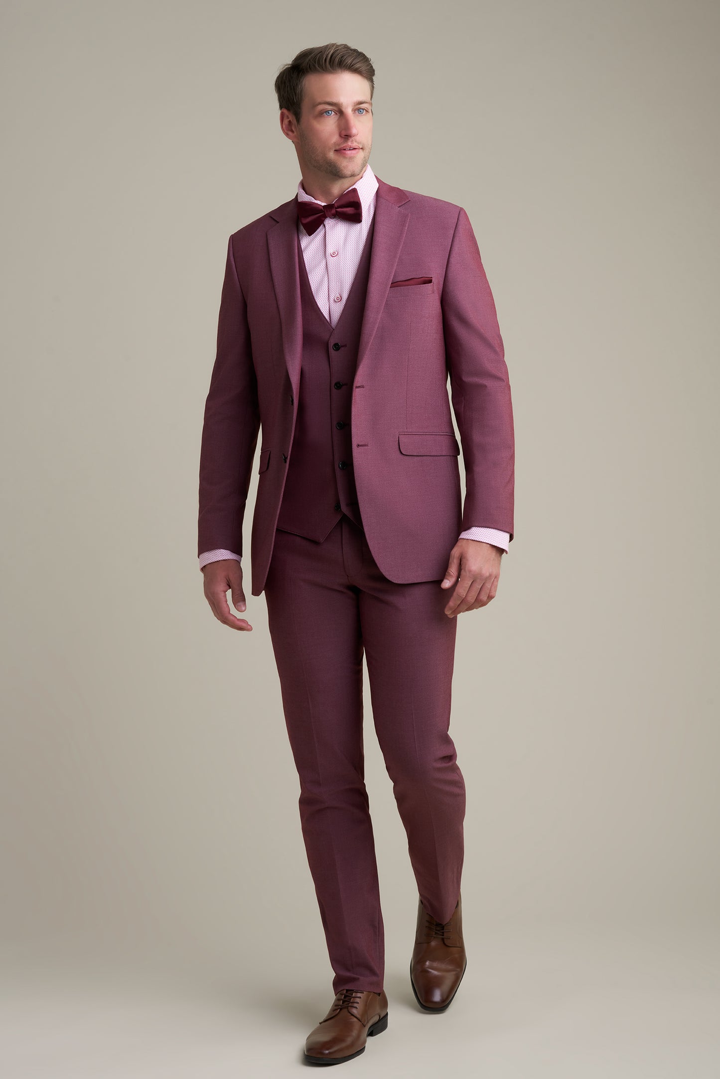 Burgundy Notch Lapel Suit