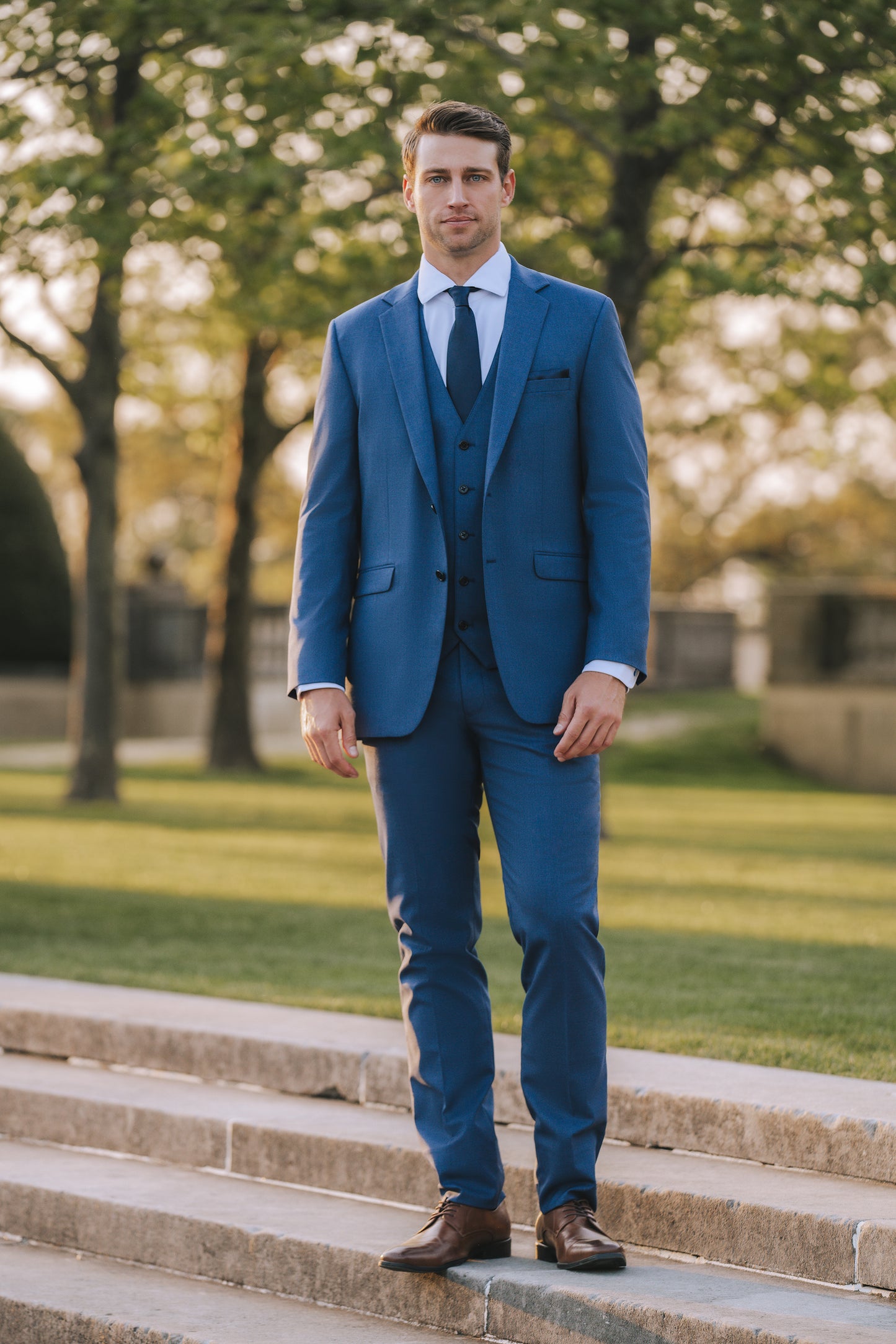 Blue Notch Lapel Suit