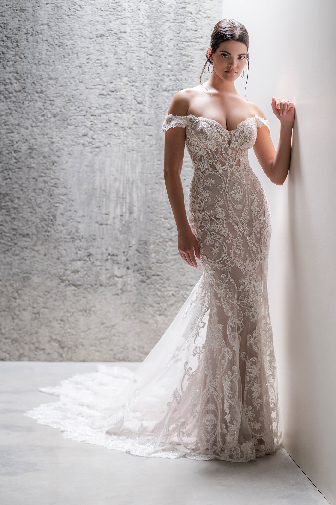 allure couture lace wedding dress Detailed Fit-and-Flare Wedding Dress