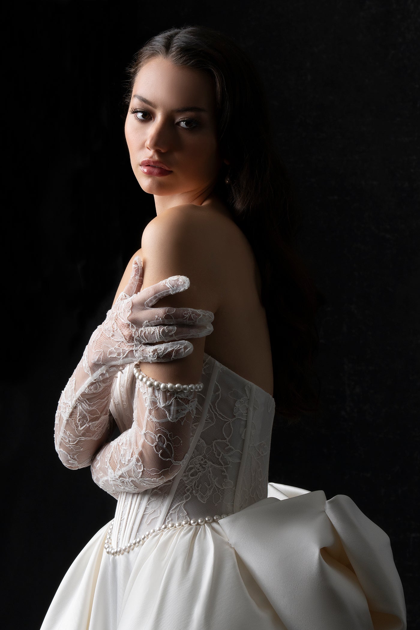 long sleeve wedding dress with gloves Strapless Glove Mermaid Bridal Gown by Ladivine WL033