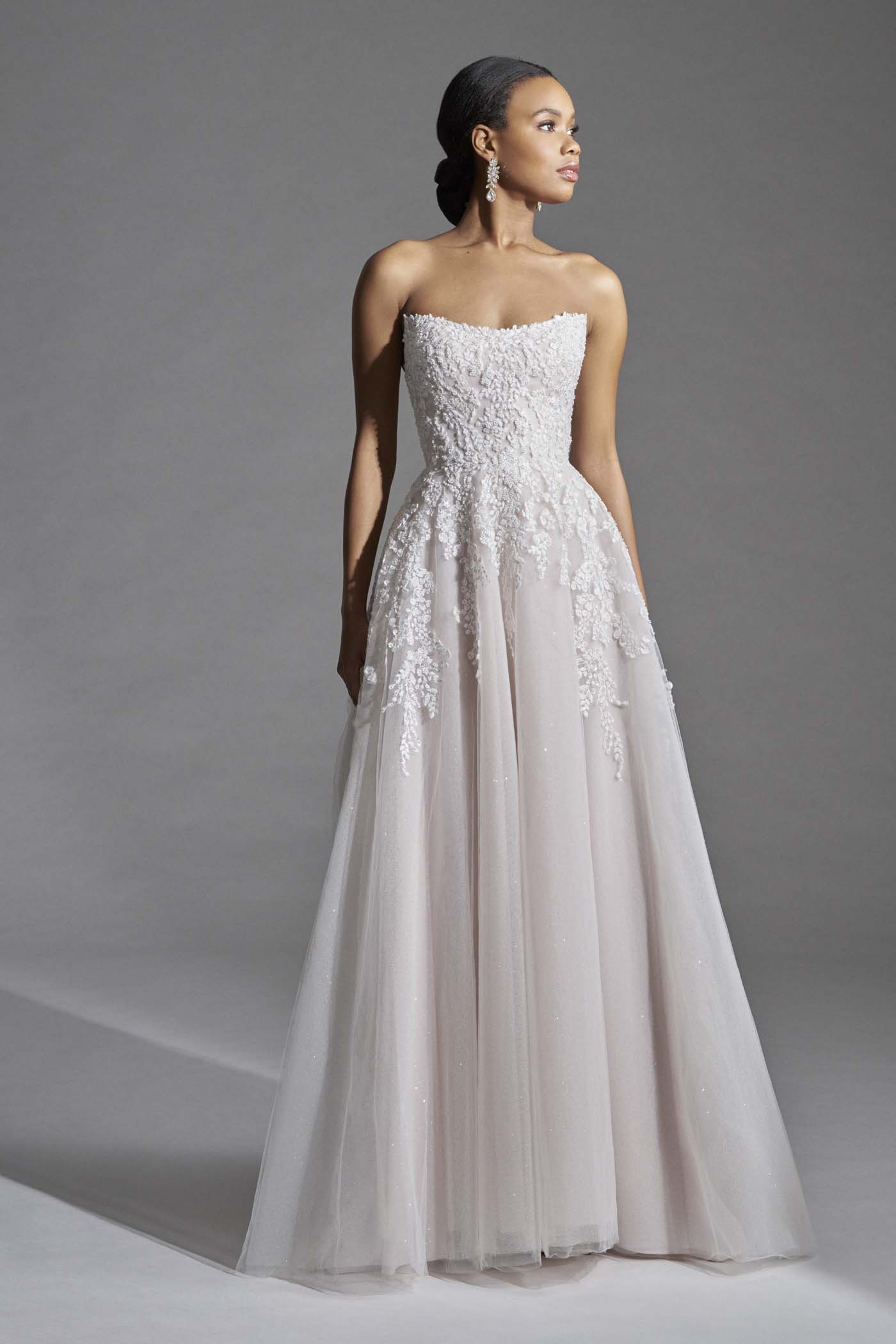 ebony and ivory dress Off-The-Shoulder Wedding Gown with Scoop Neckline