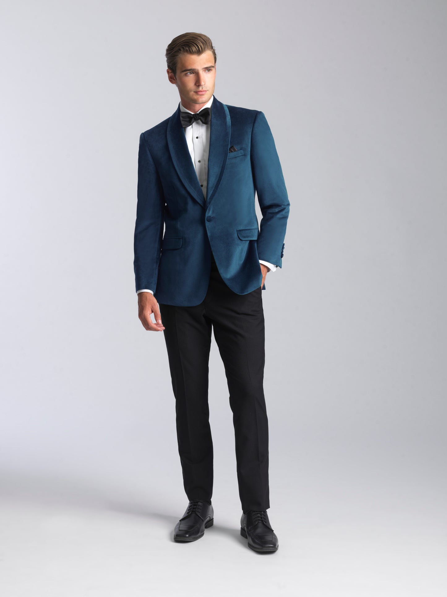 Deep Aqua Shawl Lapel Jacket