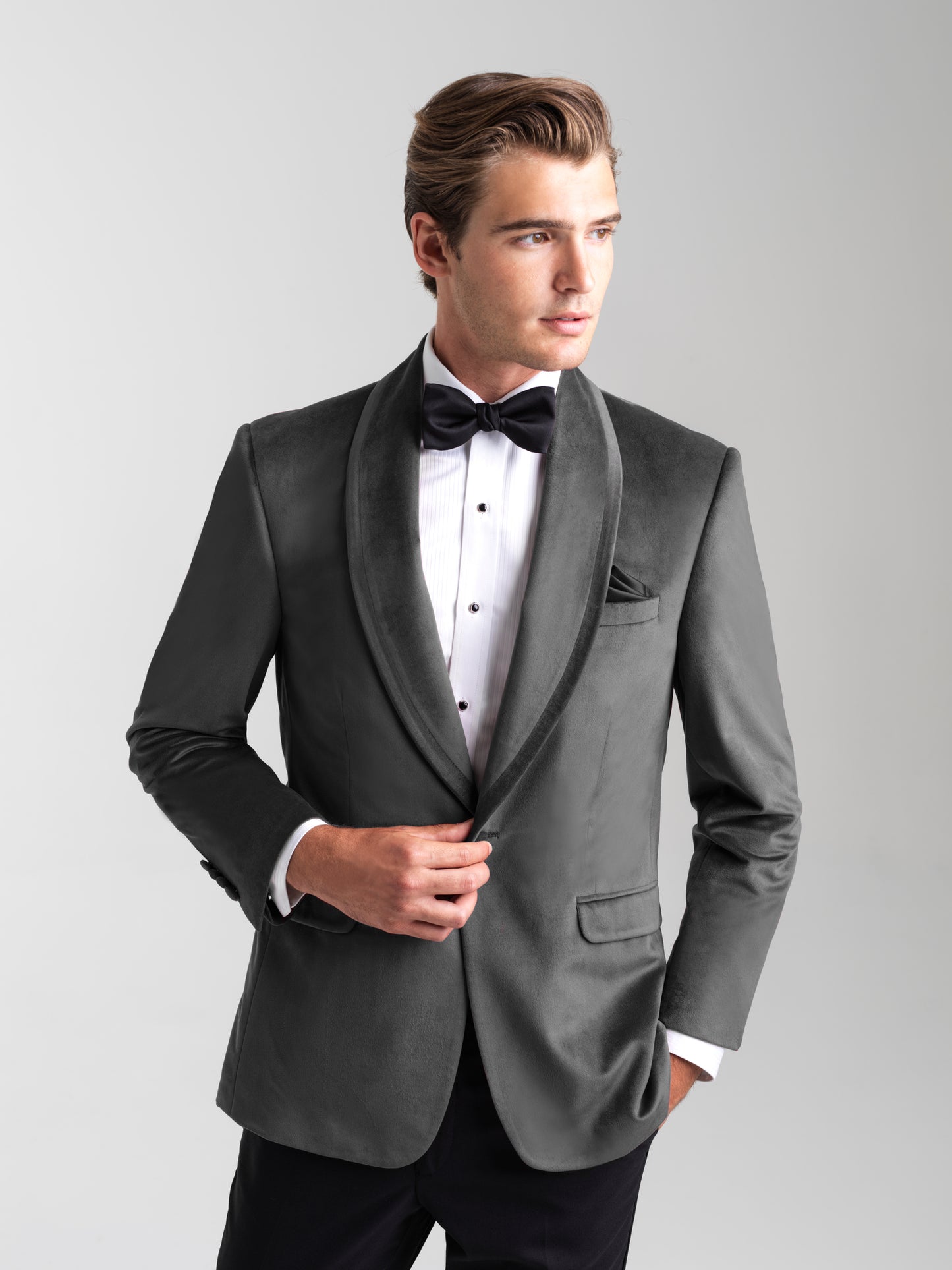 Silver Gray Shawl Lapel Jacket