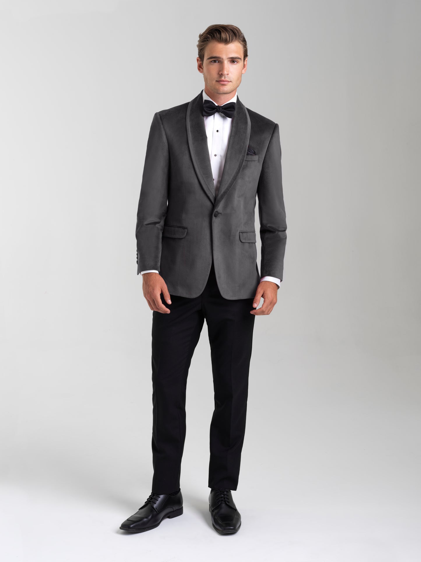 Silver Gray Shawl Lapel Jacket