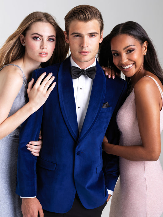 Chaqueta chal azul zafiro