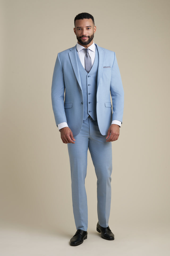 Ocean Blue Notched Lapel Print Designer Wedding Suits For Men main image 1