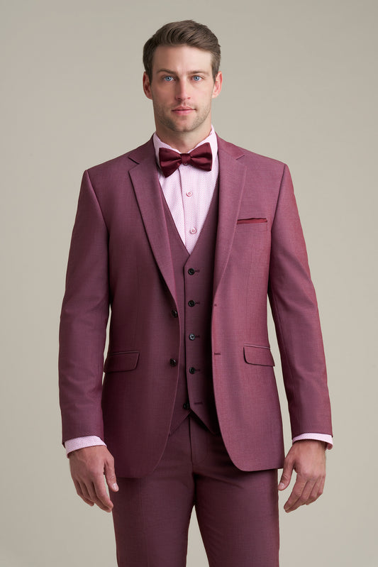 Burgundy Notch Lapel Suit