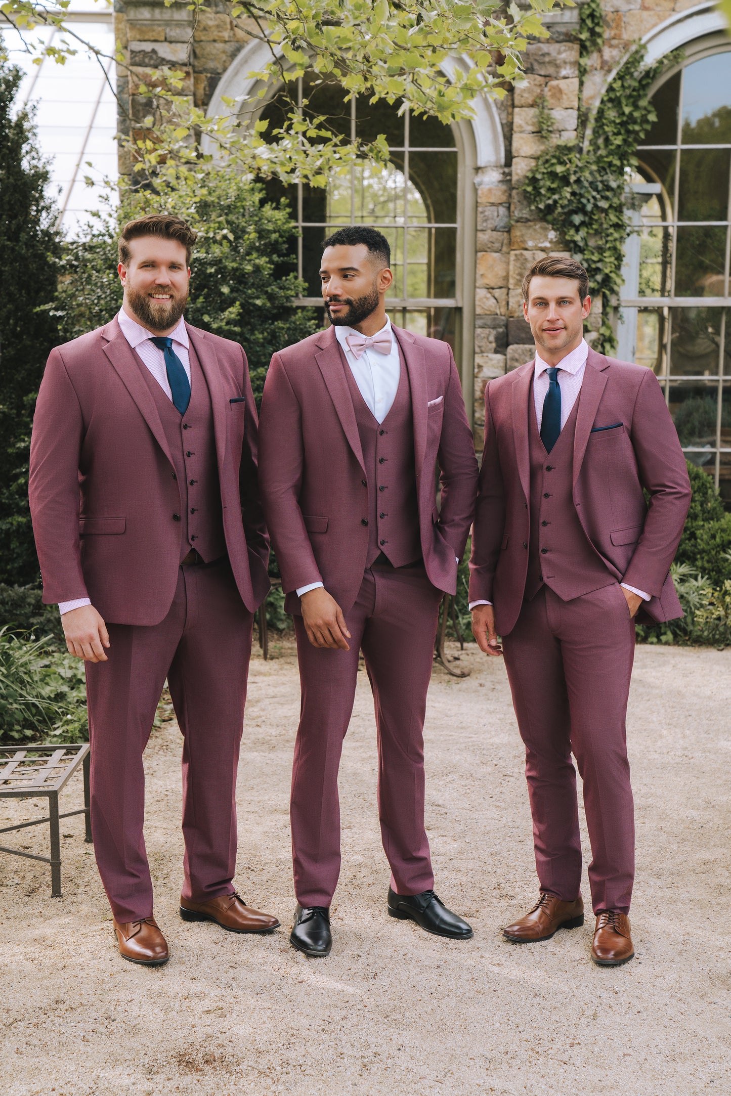 Burgundy Notch Lapel Suit