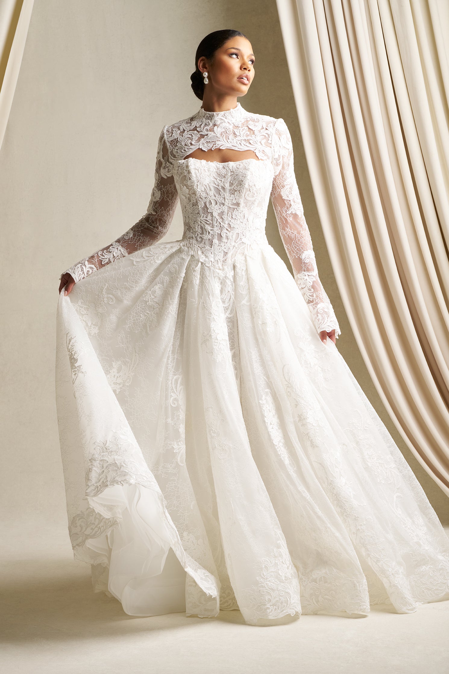 allure long sleeve lace wedding dress Allure Bridals A1314SL Amelishan Bridal