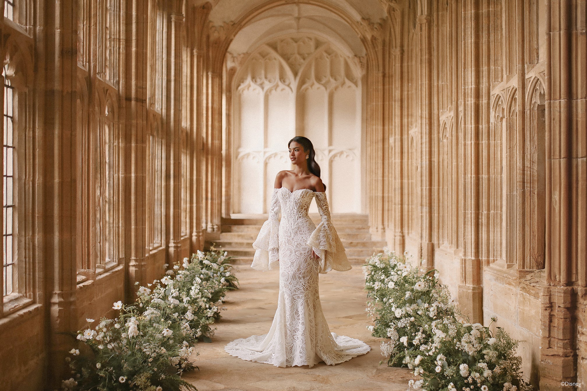 DP454SL | Jasmine Sleeves | Disney Princess Wedding Dresses