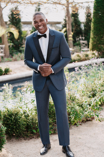 tuxedo dress blue Denim Peak Lapel – Allure Bridals Color:Forset Green End Use: Party Multiple interior pockets keep Vivid Eden Women's Royal