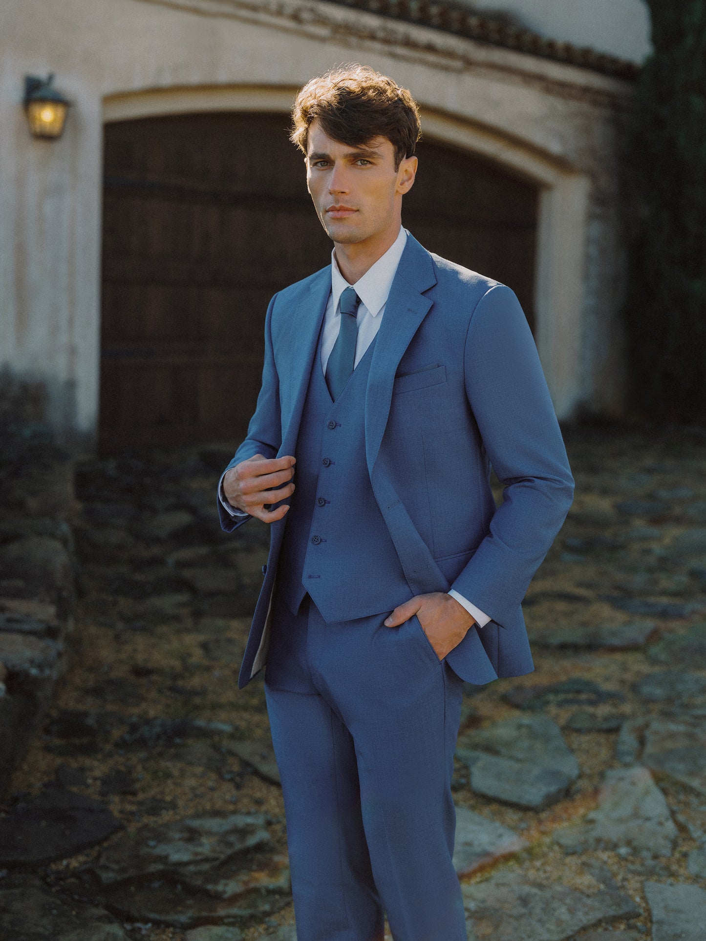 French Blue Trim Fit Notch Lapel Suit