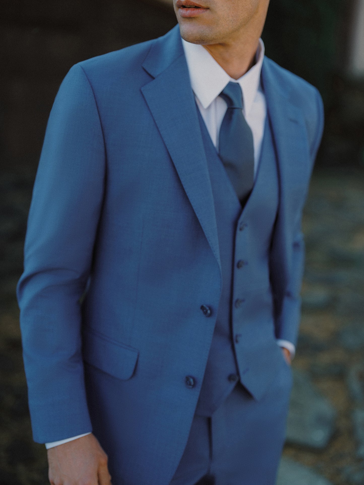 French Blue Trim Fit Notch Lapel Suit