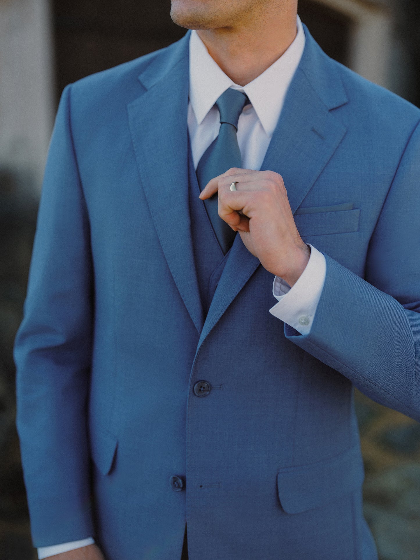 French Blue Trim Fit Notch Lapel Suit