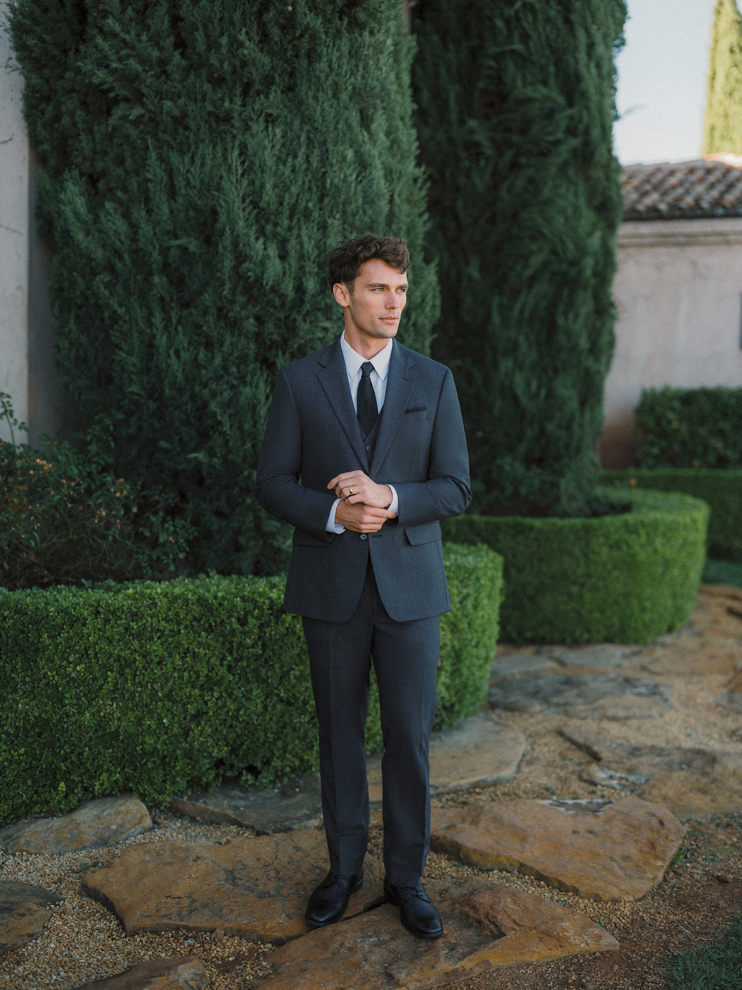 Graphite Gray Trim Fit Notch Lapel Suit