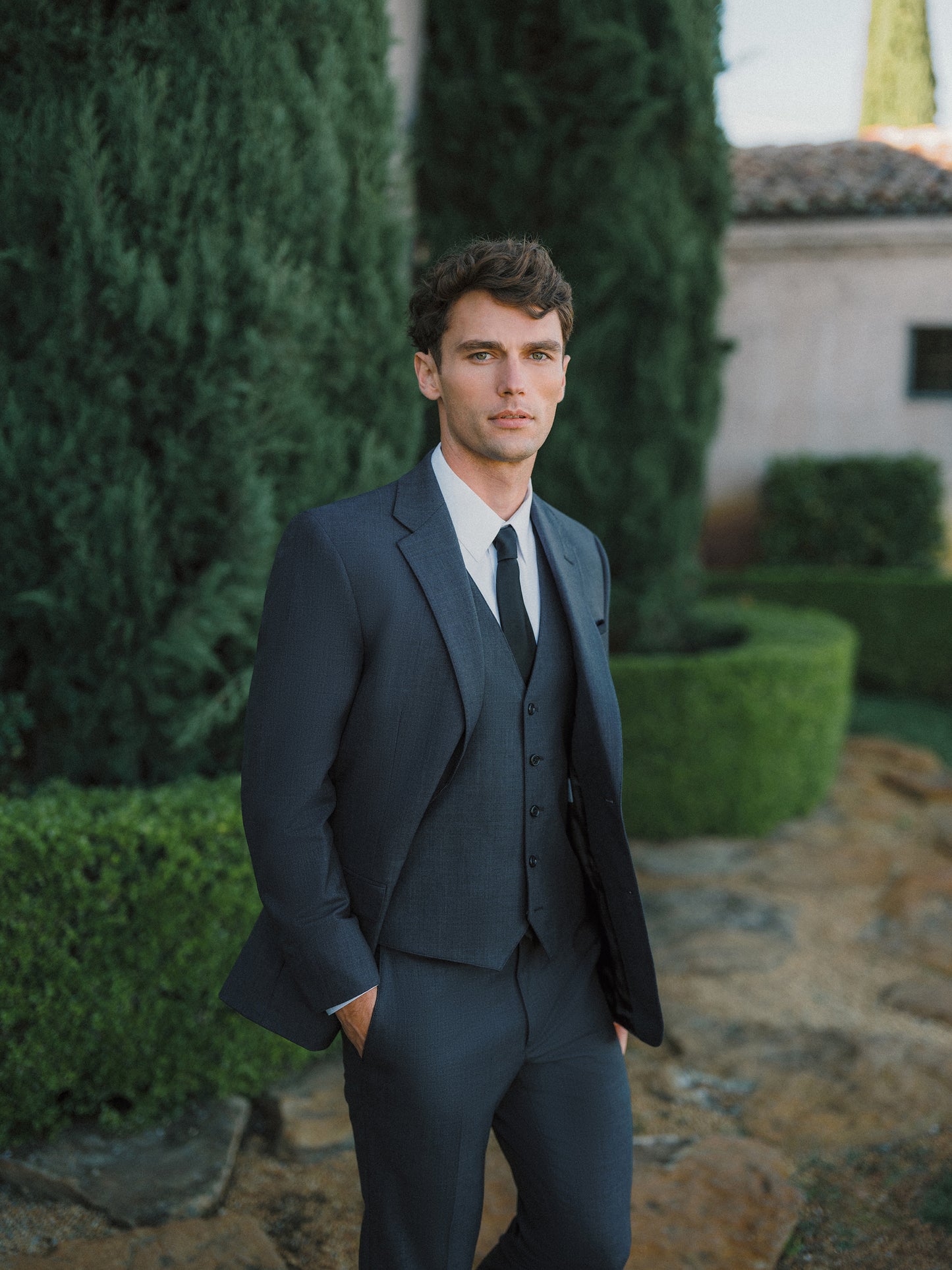Graphite Gray Trim Fit Notch Lapel Suit