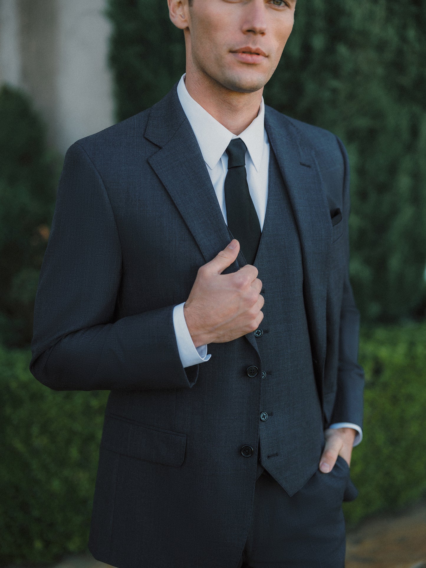 Graphite Gray Trim Fit Notch Lapel Suit