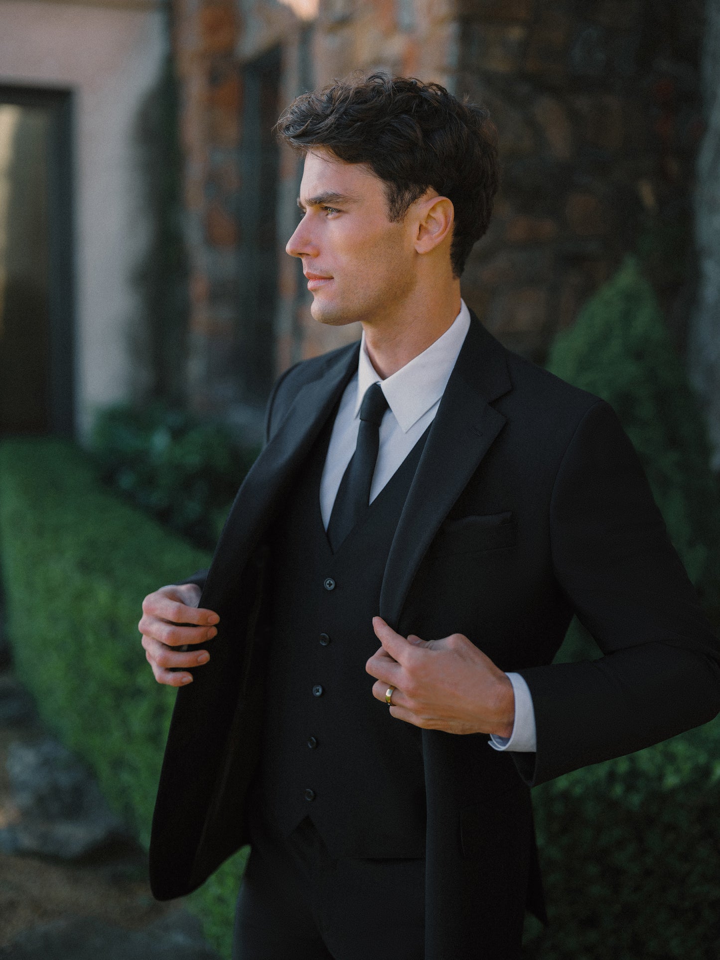 Ultra Black Trim Fit Notch Lapel Suit