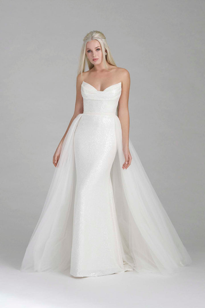 open back mini dress Lidia High Neck in White Strapless Embroidered Corset Mermaid Category_All Womenswear/Exclusives Size:IV